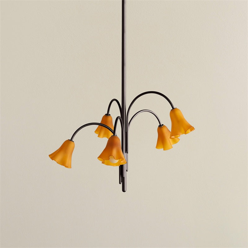 Flora Glass Chandelier - Handcrafted Fused Glass Petal & Brass Chandelier