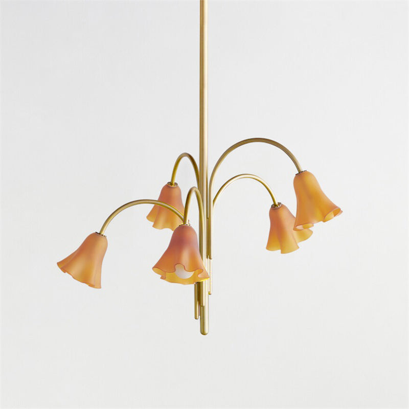 Flora Glass Chandelier - Handcrafted Fused Glass Petal & Brass Chandelier