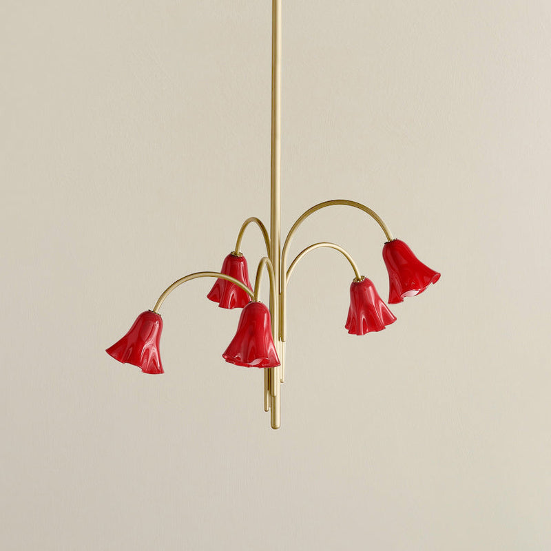 Flora Glass Chandelier - Handcrafted Fused Glass Petal & Brass Chandelier