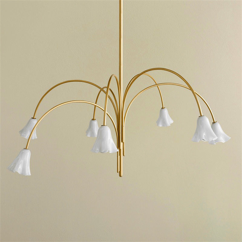 Flora Glass Chandelier - Handcrafted Fused Glass Petal & Brass Chandelier