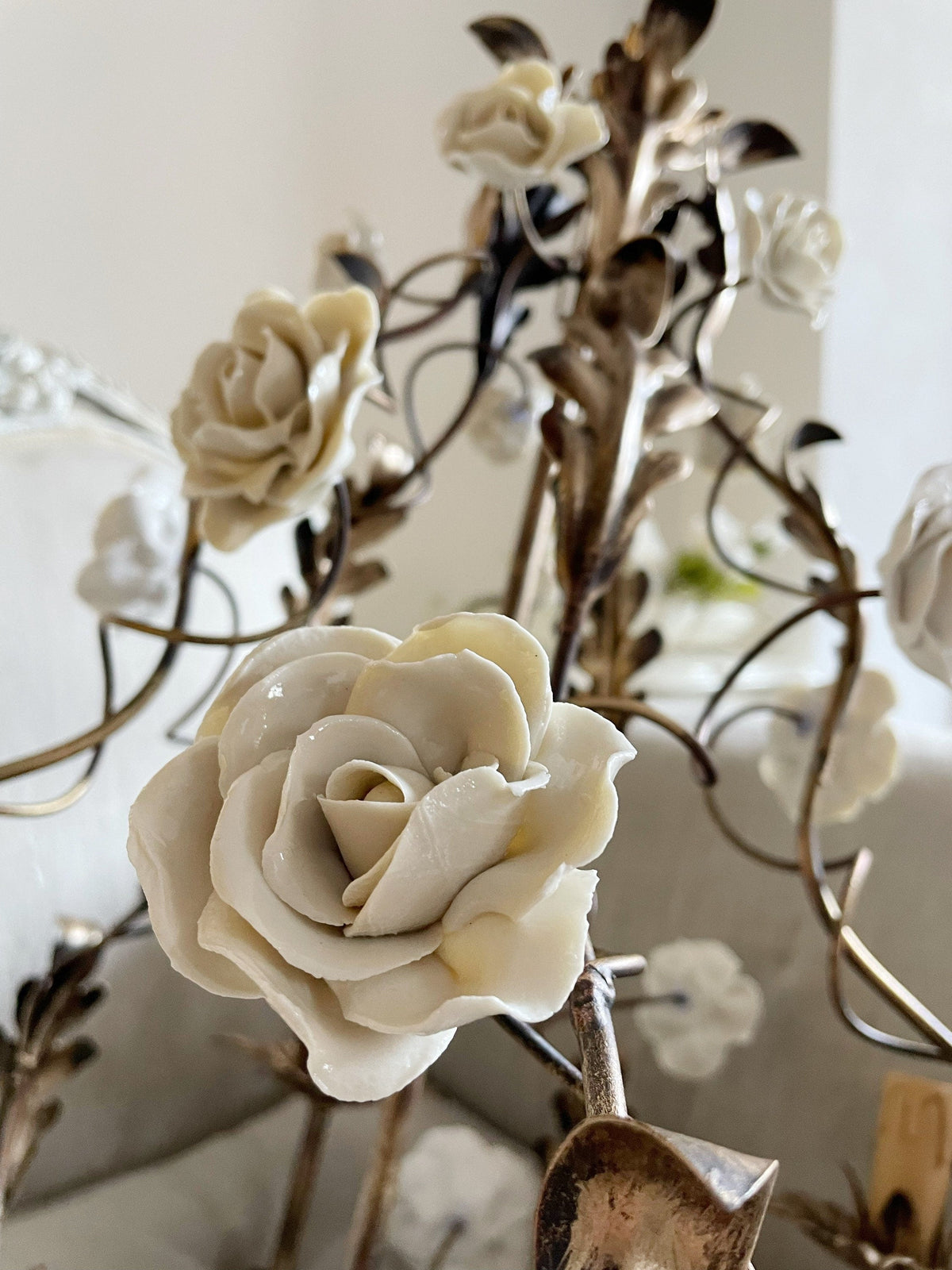 Florentine Rose Chandelier – Hand Forged Wrought Iron Floral Ceiling Light