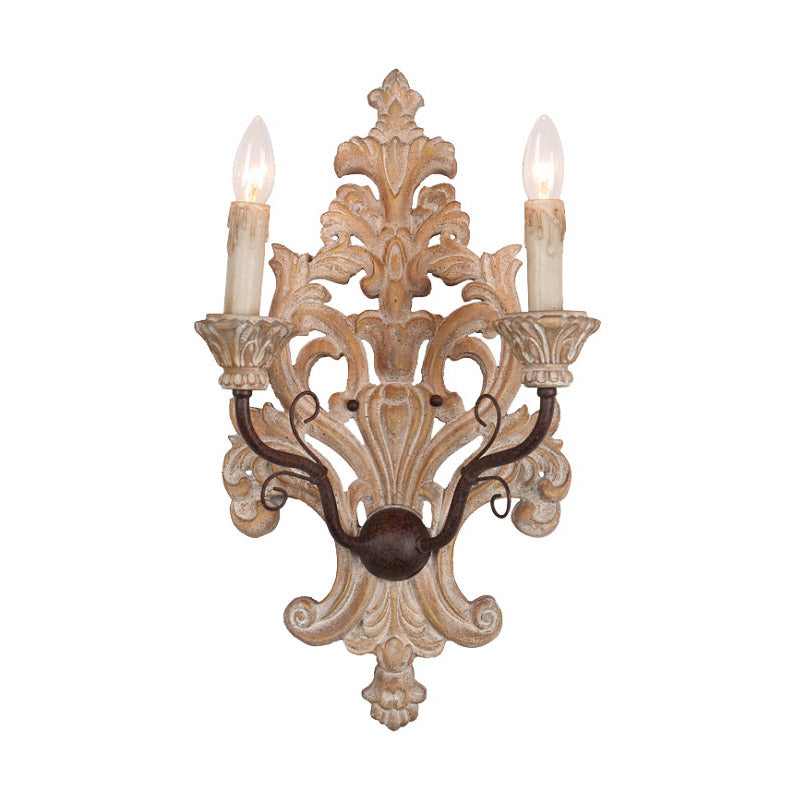 Florentine Wood Wall Lamp - Distressed Old Wood & Metal Candelabra Sconce