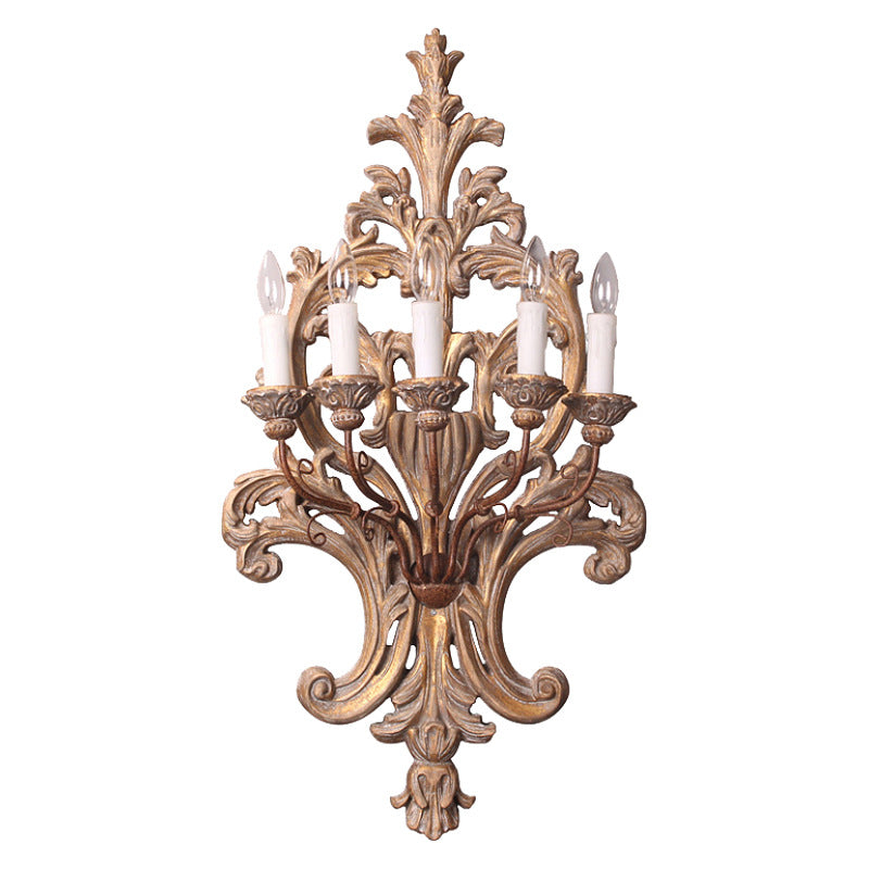 Florentine Wood Wall Lamp - Distressed Old Wood & Metal Candelabra Sconce