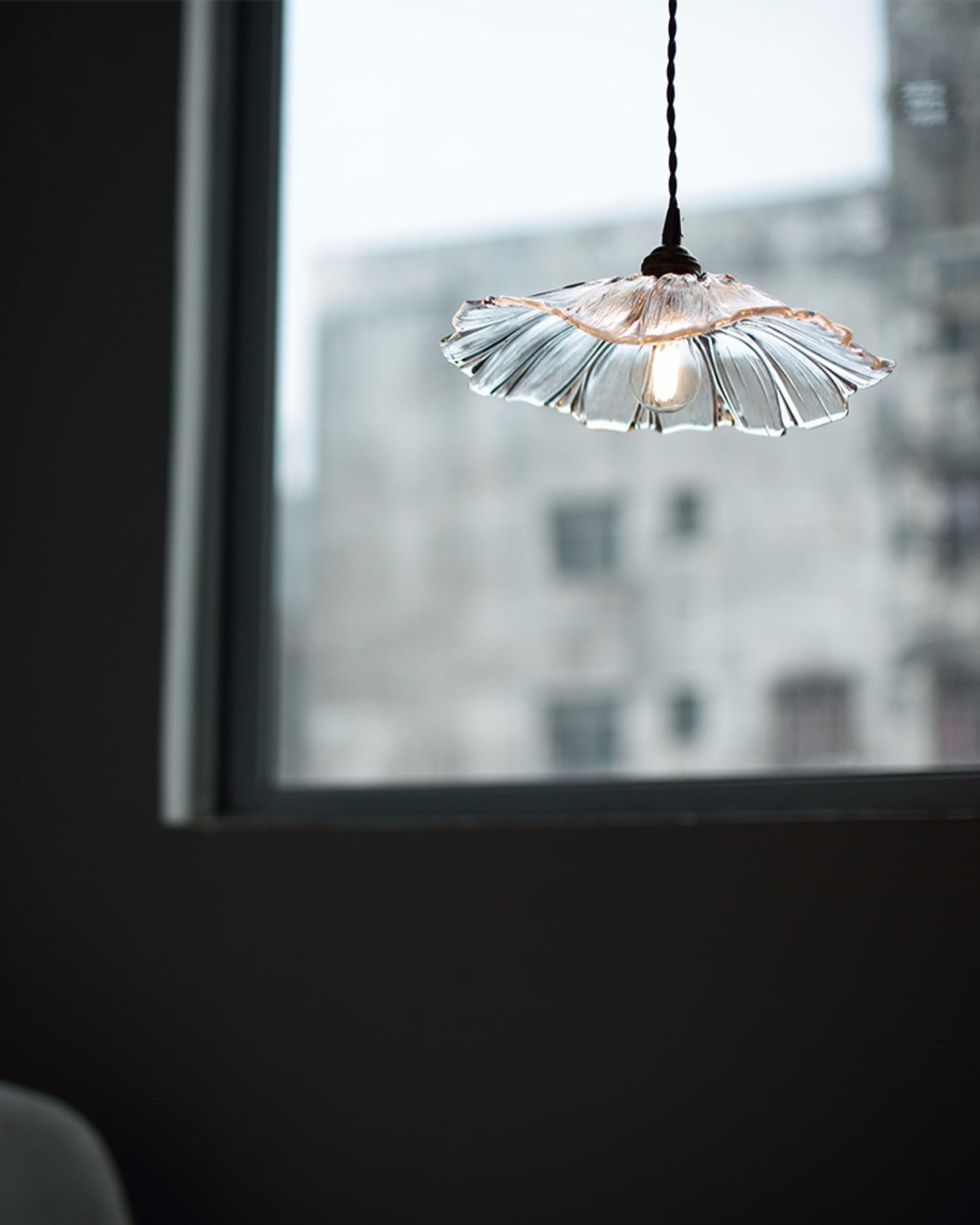 Flower Glass Pendant Lamp - Vintage Hand-Blown Petal Glass & Brass Light