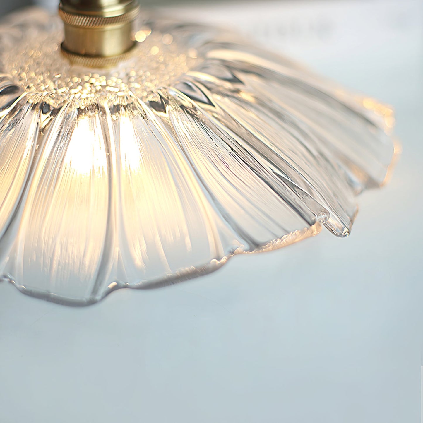 Flower Glass Pendant Lamp - Vintage Hand-Blown Petal Glass & Brass Light