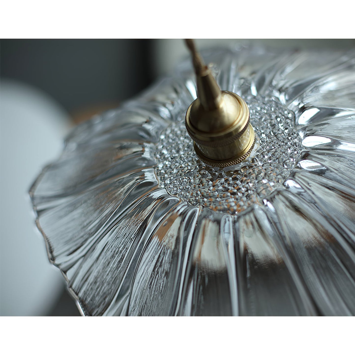 Flower Glass Pendant Lamp - Vintage Hand-Blown Petal Glass & Brass Light