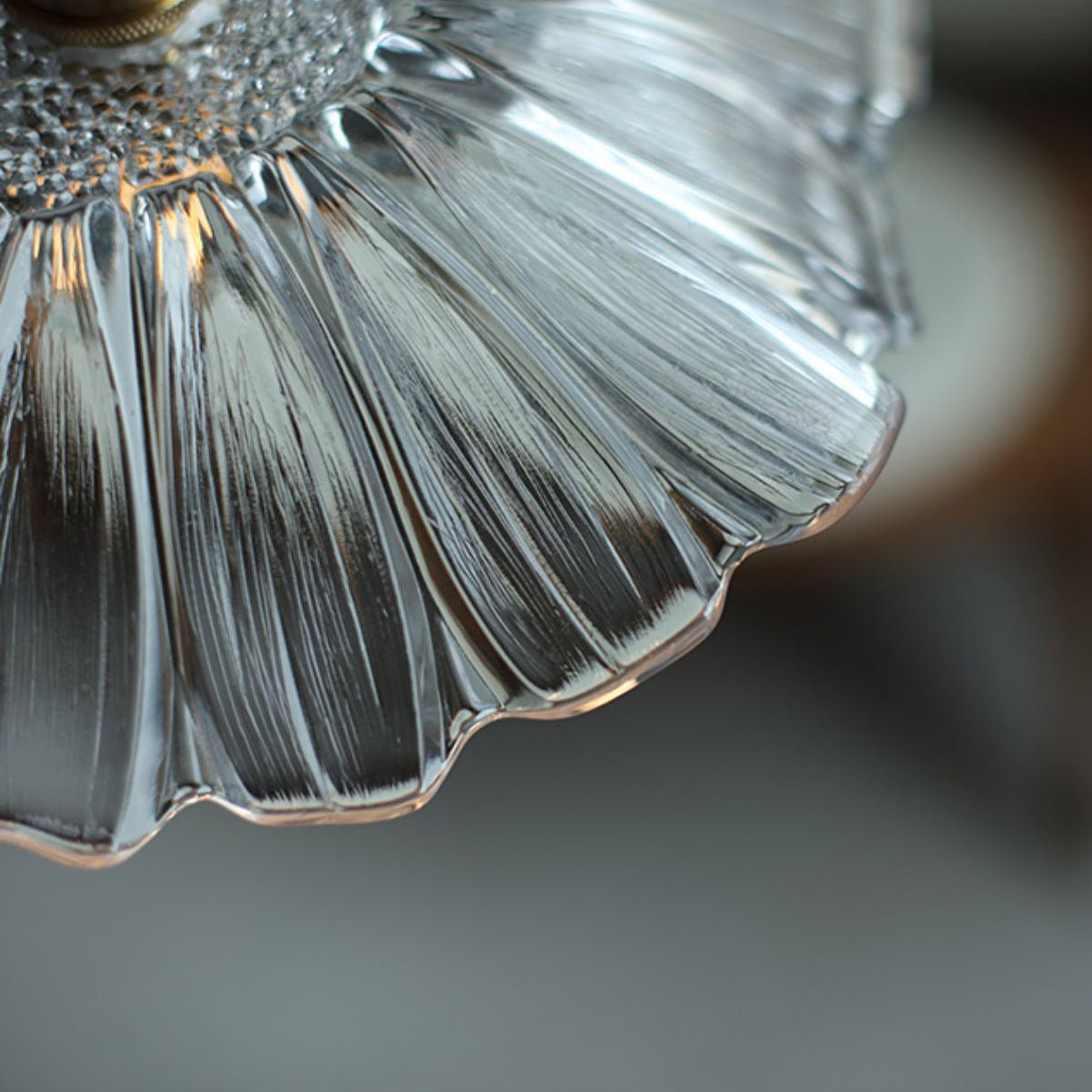 Flower Glass Pendant Lamp - Vintage Hand-Blown Petal Glass & Brass Light