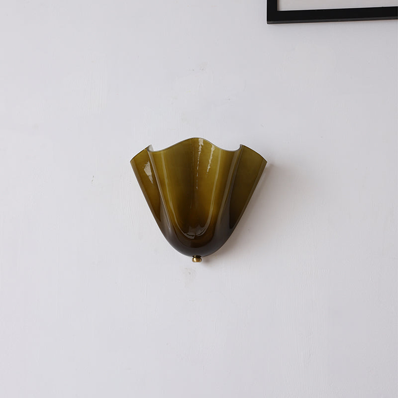 Flower Glass Wall Lamp - Hand-Blown Petal Glass Sconce in Earth Tones