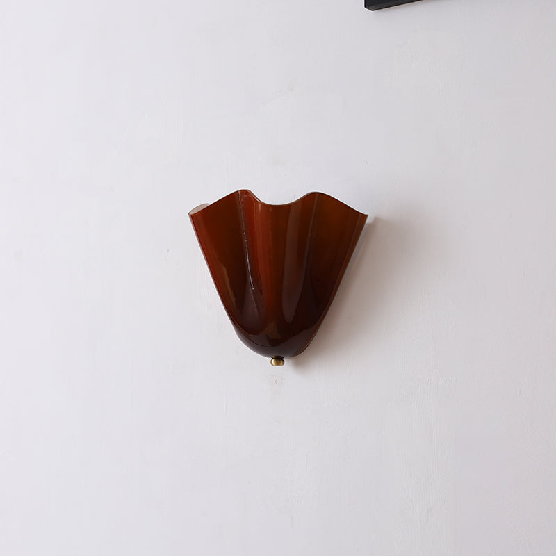 Flower Glass Wall Lamp - Hand-Blown Petal Glass Sconce in Earth Tones