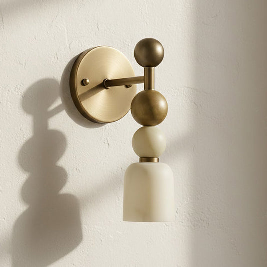 Flume Alabaster Wall Lamp - Vintage-Inspired Brass & Marble Sconce