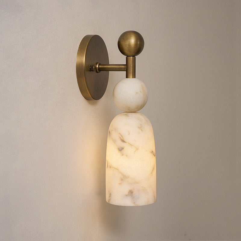 Flume Alabaster Wall Lamp - Vintage-Inspired Brass & Marble Sconce
