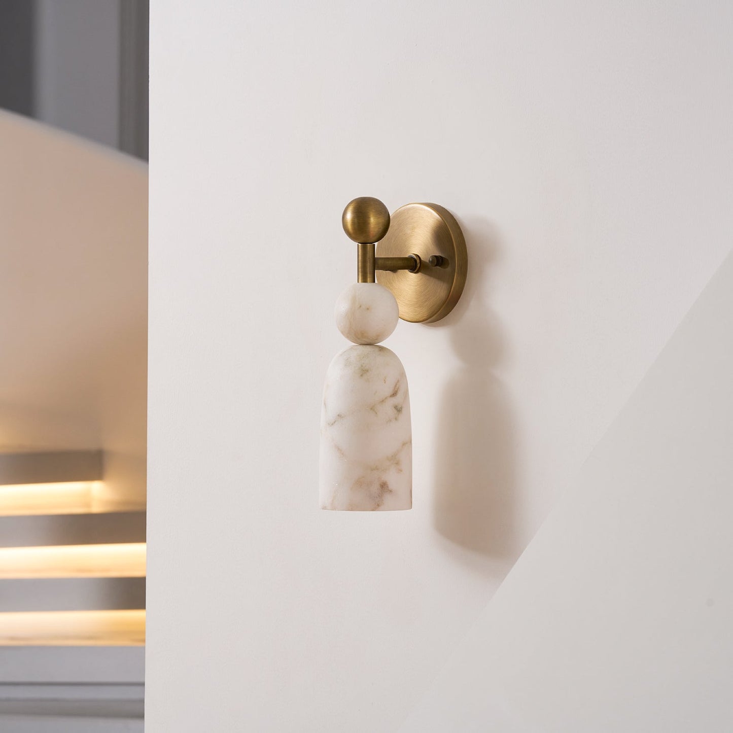 Flume Alabaster Wall Lamp - Vintage-Inspired Brass & Marble Sconce
