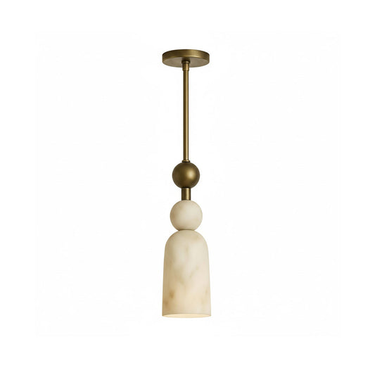 Flume Alabaster Pendant Lamp - Antique Brass & Marble Stone Luxury LED Light