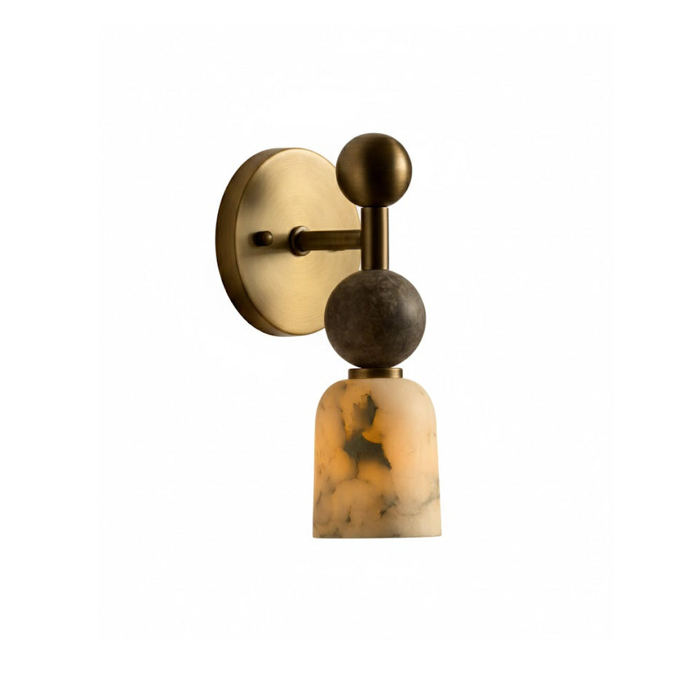 Flume Alabaster Wall Lamp - Vintage-Inspired Brass & Marble Sconce