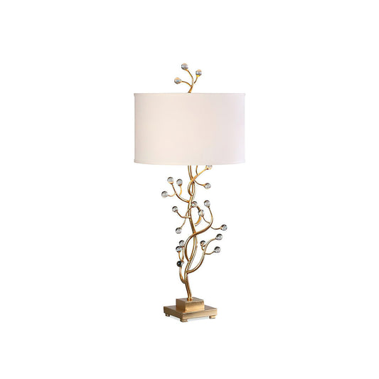 Foliage Table Lamp - Modern Brass Branch Light with Crystal Buds