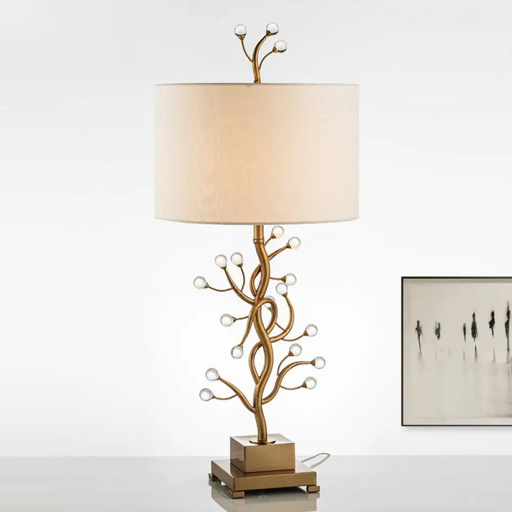 Foliage Table Lamp - Modern Brass Branch Light with Crystal Buds