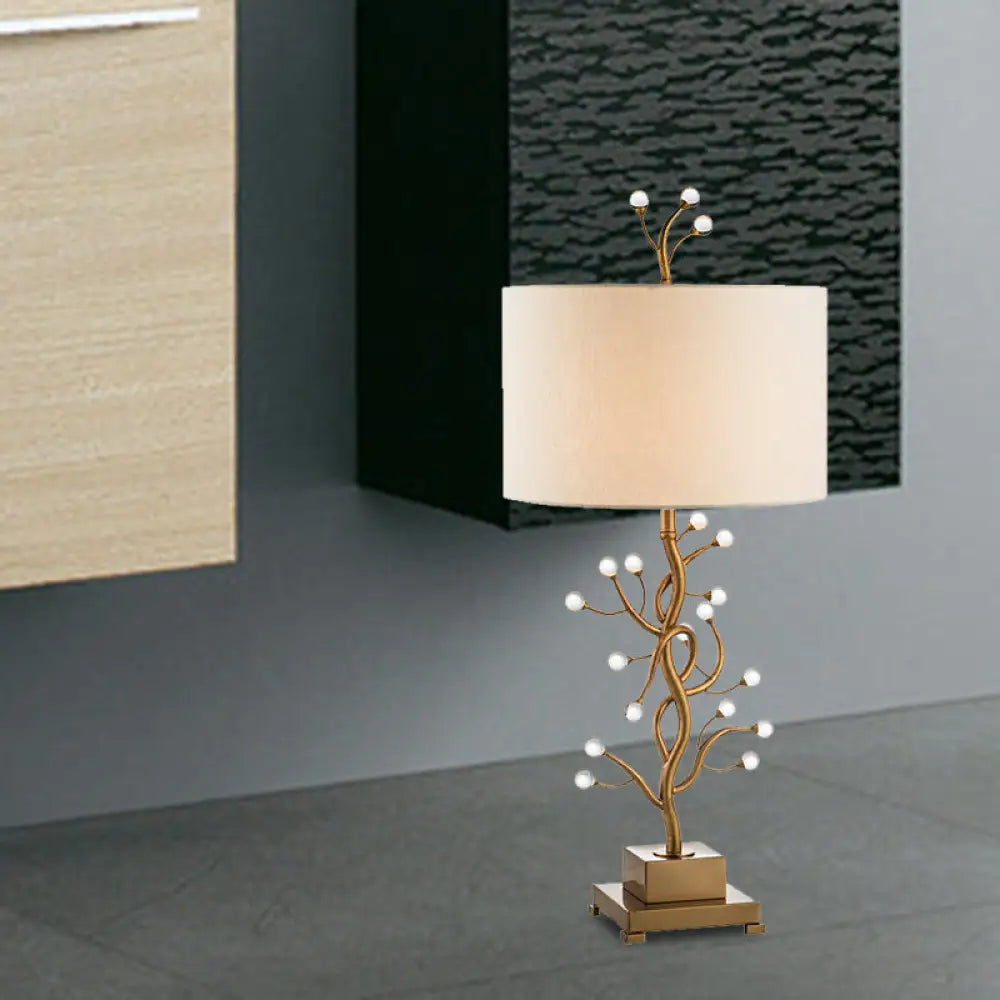 Foliage Table Lamp - Modern Brass Branch Light with Crystal Buds
