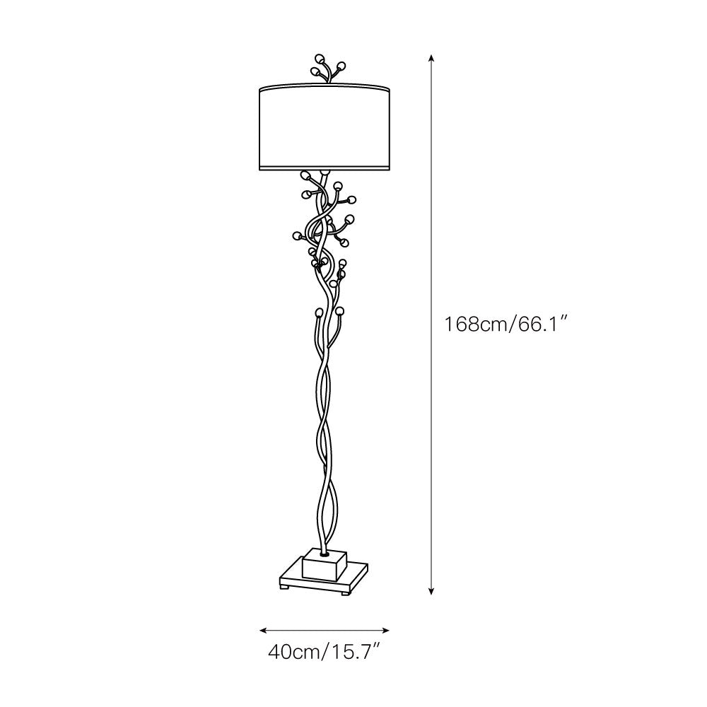 Foret Floor Lamp - Modern Brass Branch Light with Faceted Crystal Leaves