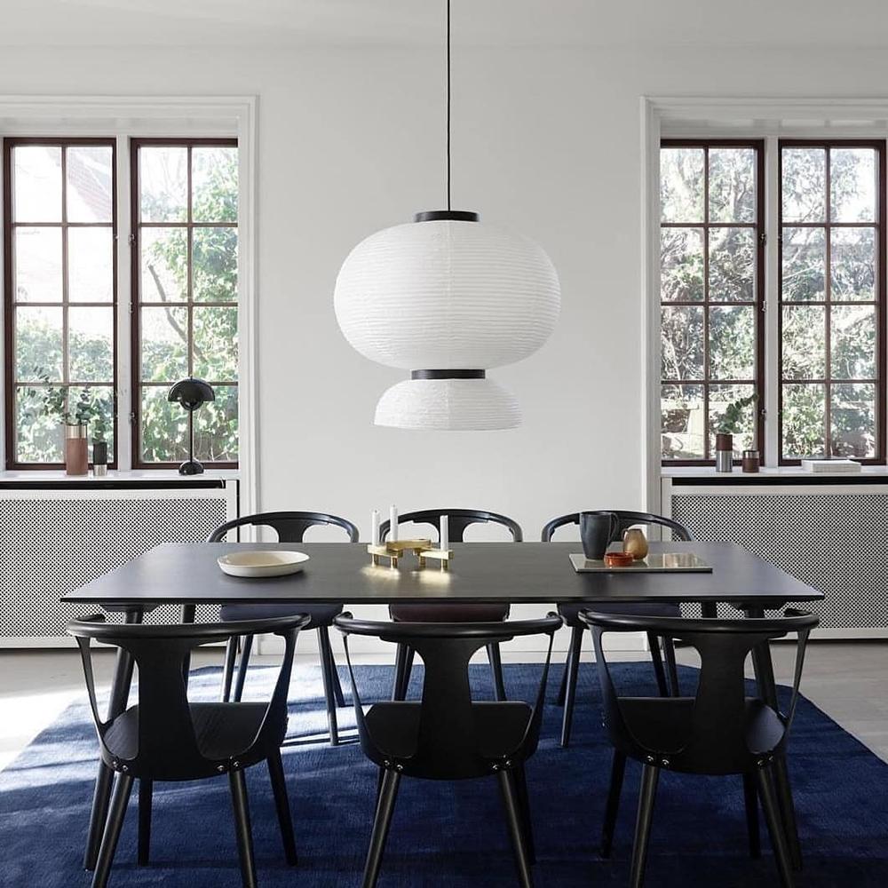 Formakami Pendant Lamp - Handcrafted Rice Paper & Black Oak Chandelier