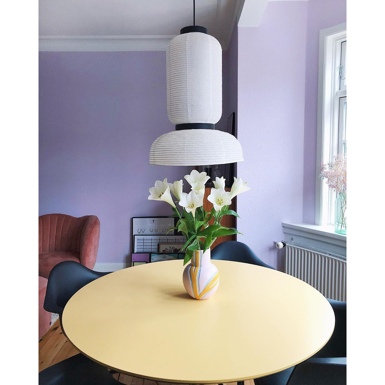 Formakami Pendant Lamp - Handcrafted Rice Paper & Black Oak Chandelier