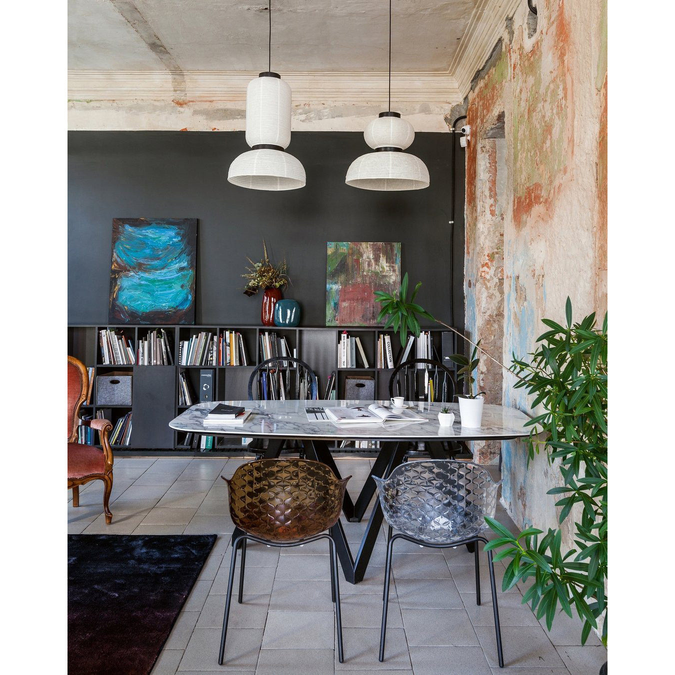 Formakami Pendant Lamp - Handcrafted Rice Paper & Black Oak Chandelier