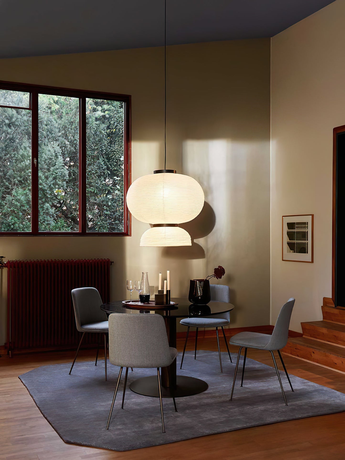 Formakami Pendant Lamp - Handcrafted Rice Paper & Black Oak Chandelier