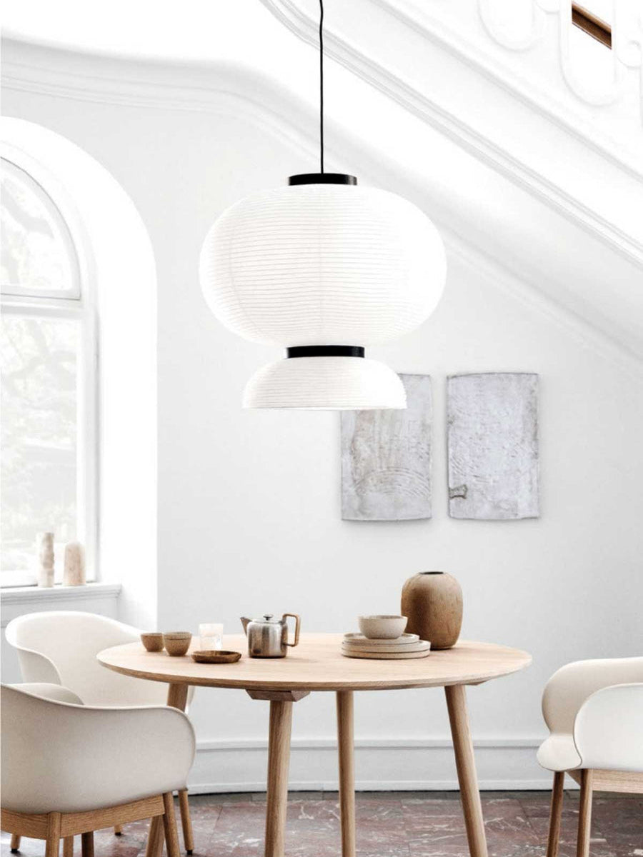 Formakami Pendant Lamp - Handcrafted Rice Paper & Black Oak Chandelier