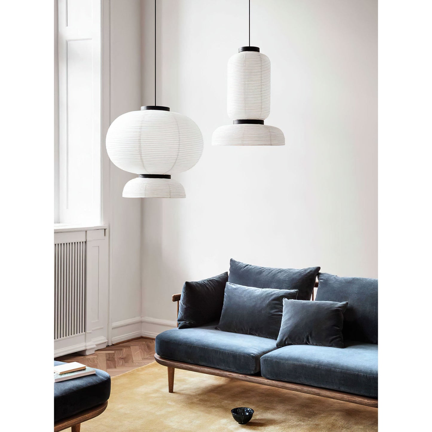 Formakami Pendant Lamp - Handcrafted Rice Paper & Black Oak Chandelier