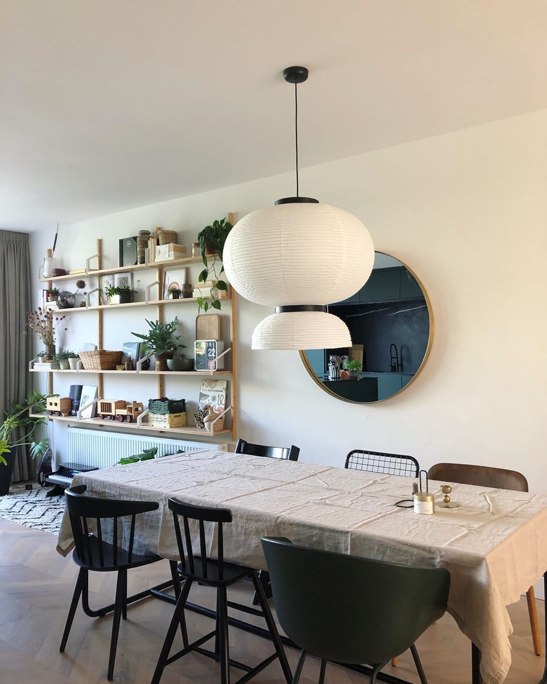 Formakami Pendant Lamp - Handcrafted Rice Paper & Black Oak Chandelier