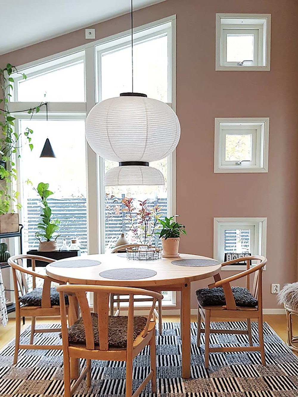 Formakami Pendant Lamp - Handcrafted Rice Paper & Black Oak Chandelier