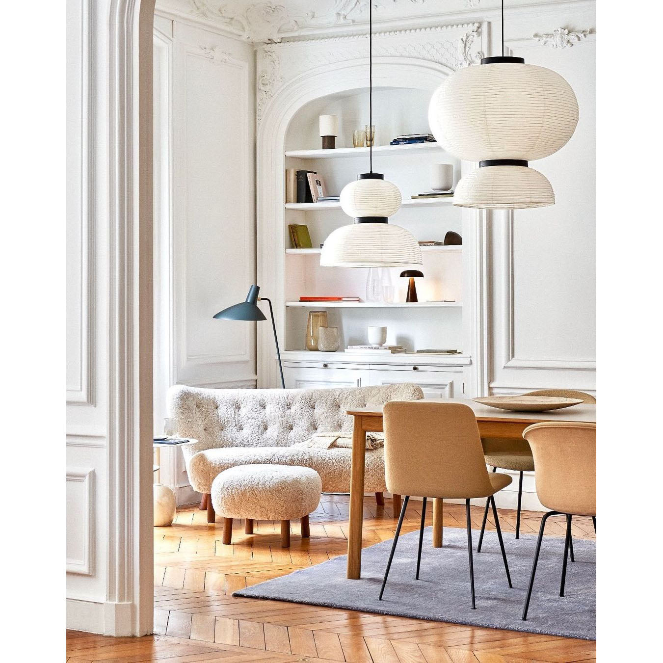Formakami Pendant Lamp - Handcrafted Rice Paper & Black Oak Chandelier