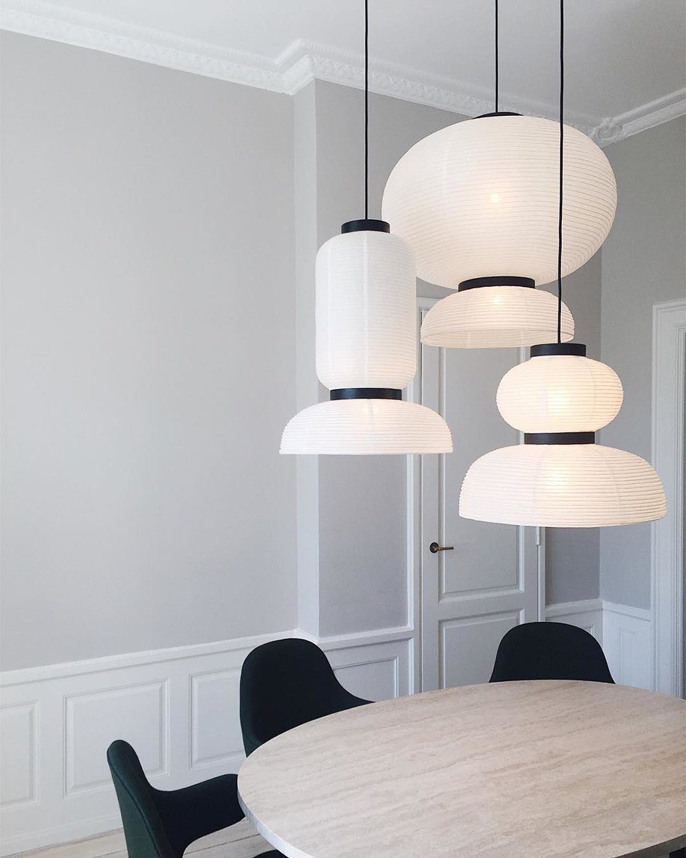Formakami Pendant Lamp - Handcrafted Rice Paper & Black Oak Chandelier