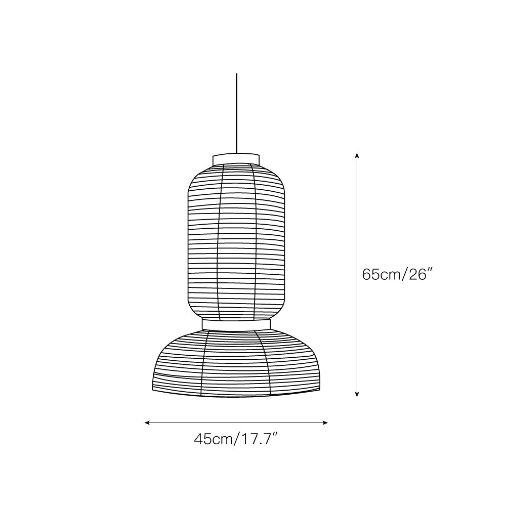 Formakami Pendant Lamp - Handcrafted Rice Paper & Black Oak Chandelier