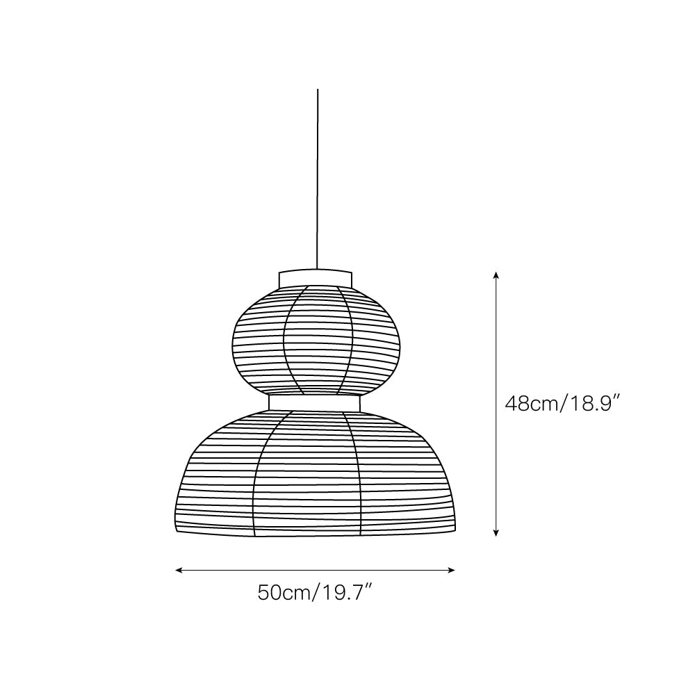 Formakami Pendant Lamp - Handcrafted Rice Paper & Black Oak Chandelier
