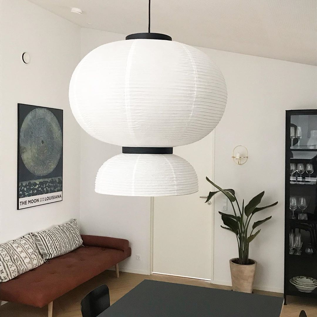 Formakami Pendant Lamp - Handcrafted Rice Paper & Black Oak Chandelier