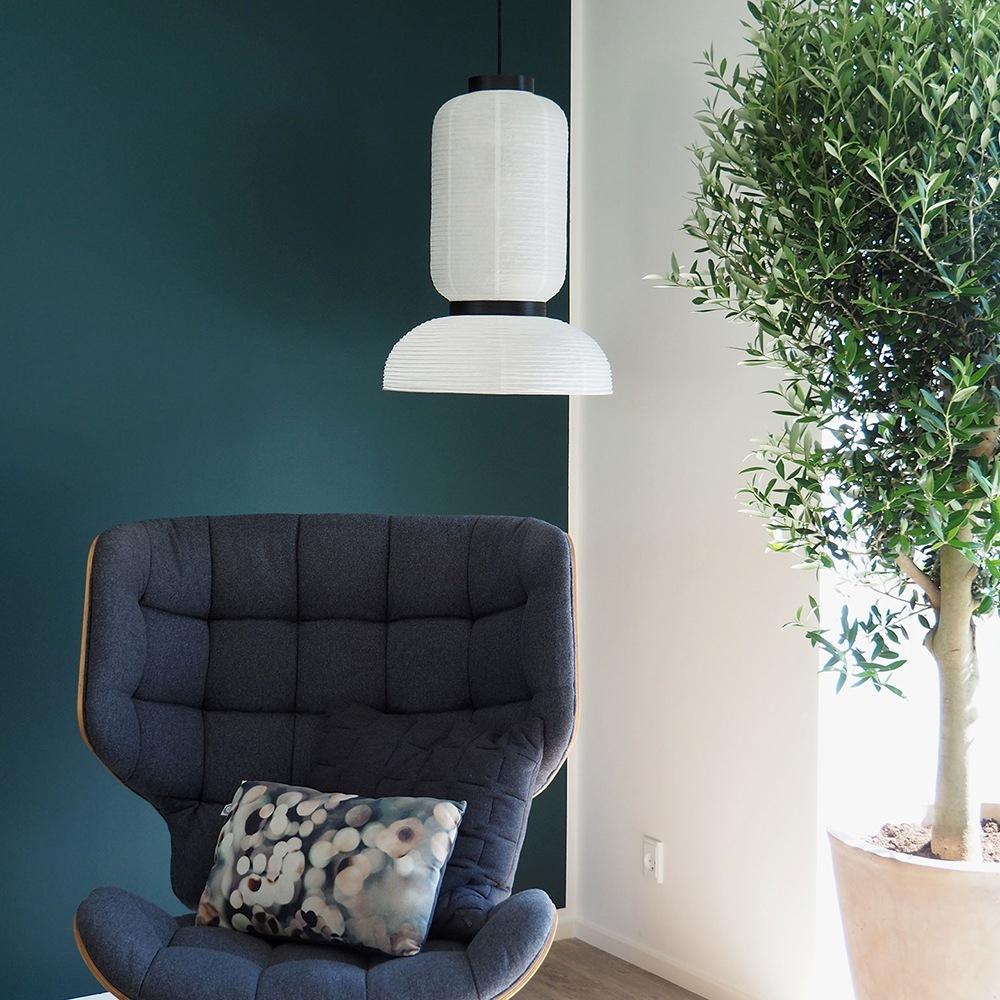 Formakami Pendant Lamp - Handcrafted Rice Paper & Black Oak Chandelier