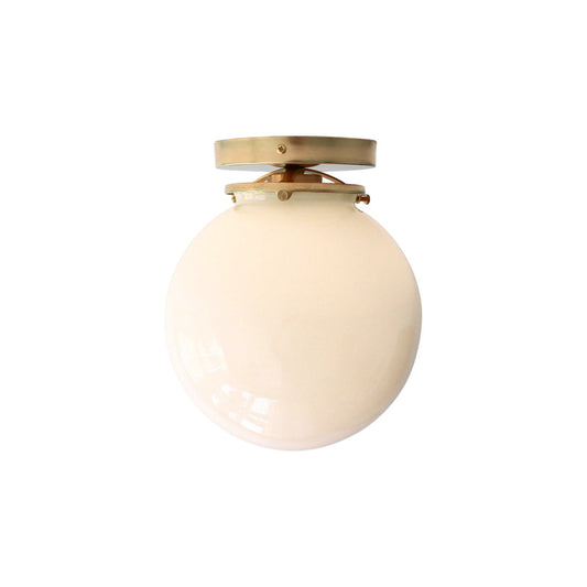 Foster Glass Ceiling Lamp - Modern Brass Flush Mount with White Globe Shade