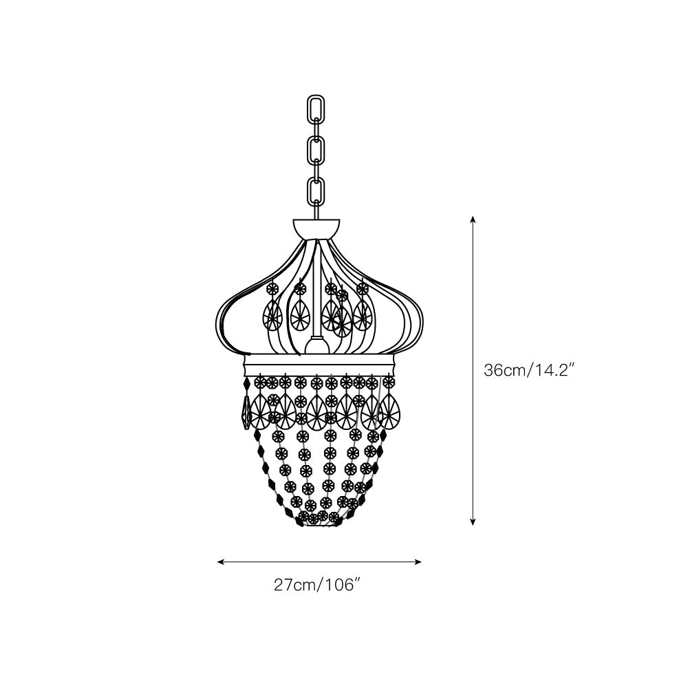 Abella Tear Drop Chandelier – Prismatic Crystal Icicle & Wrought Iron Crown Chandelier