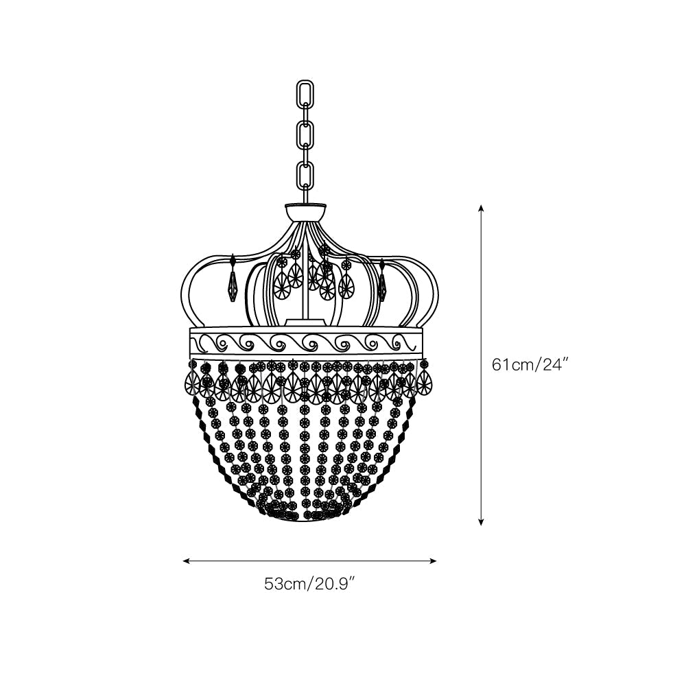 Abella Tear Drop Chandelier – Prismatic Crystal Icicle & Wrought Iron Crown Chandelier