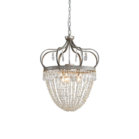 Abella Tear Drop Chandelier – Prismatic Crystal Icicle & Wrought Iron Crown Chandelier