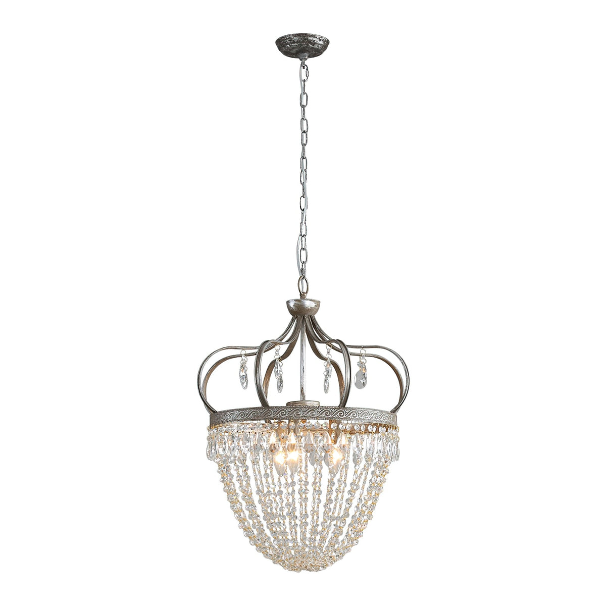 Abella Tear Drop Chandelier – Prismatic Crystal Icicle & Wrought Iron Crown Chandelier