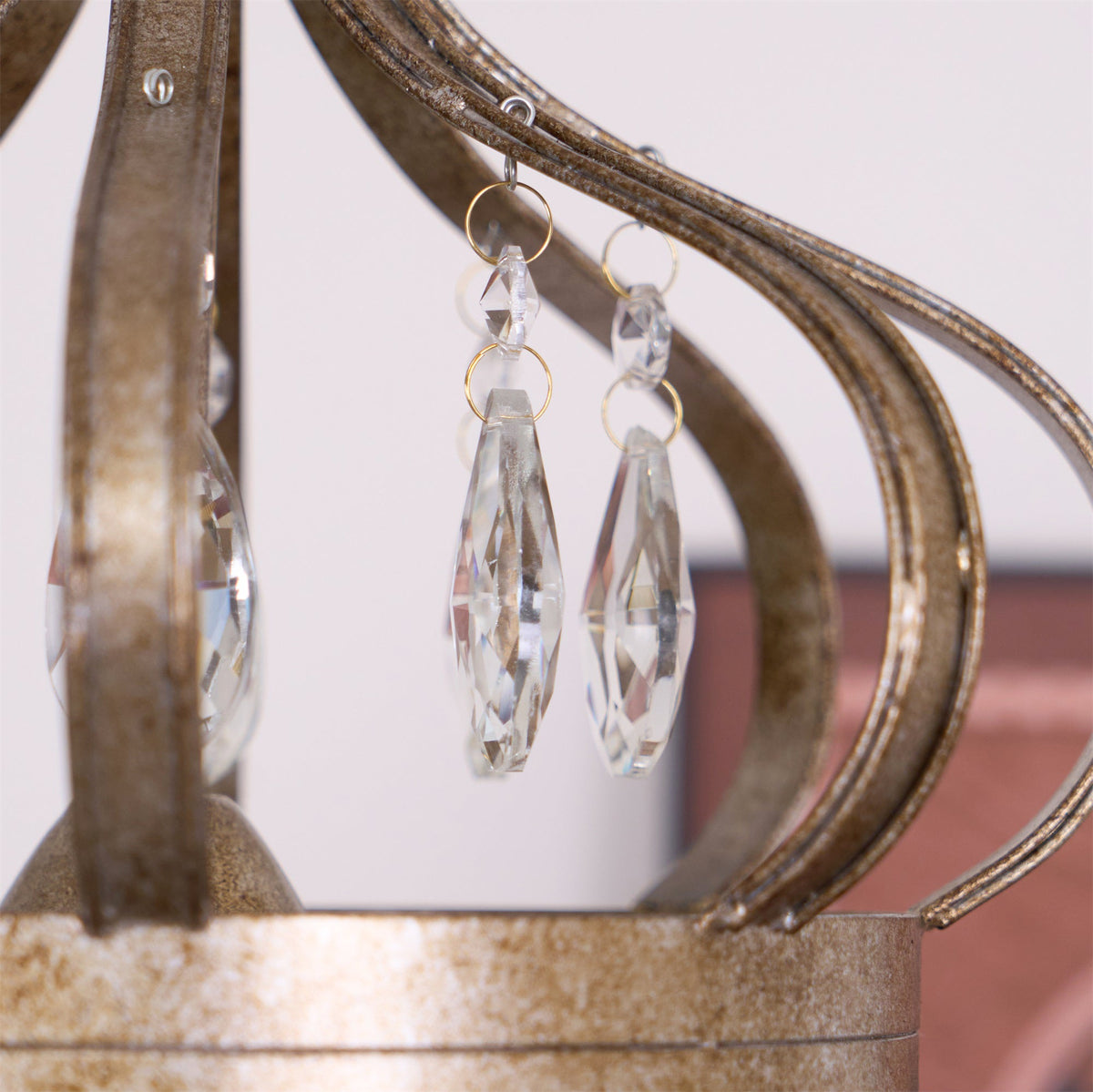 Abella Tear Drop Chandelier – Prismatic Crystal Icicle & Wrought Iron Crown Chandelier