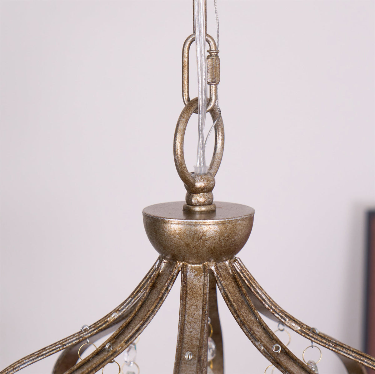 Abella Tear Drop Chandelier – Prismatic Crystal Icicle & Wrought Iron Crown Chandelier