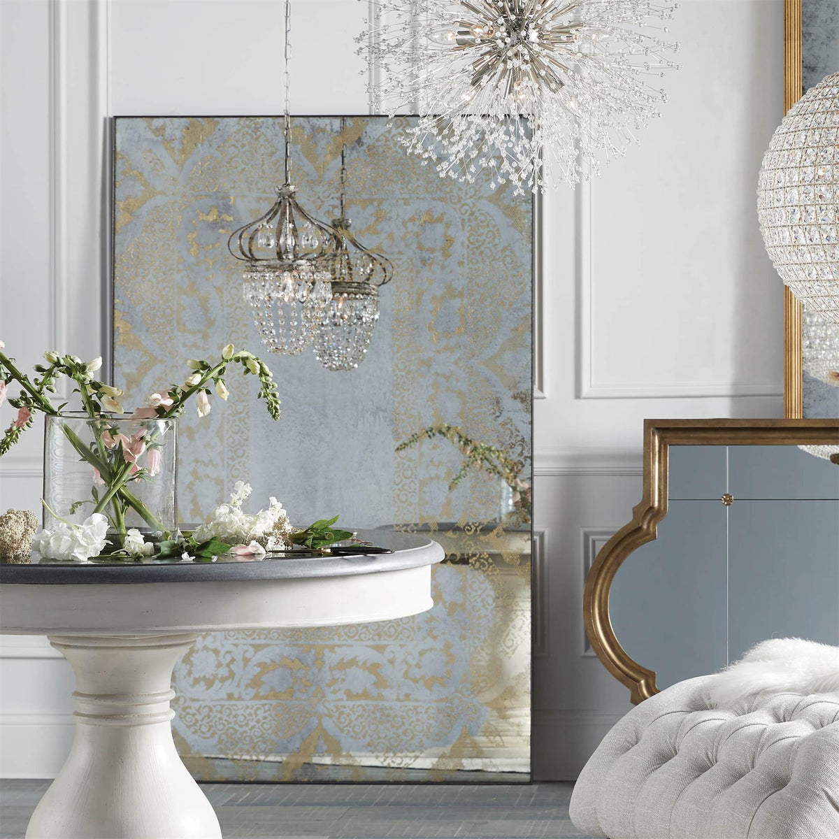Abella Tear Drop Chandelier – Prismatic Crystal Icicle & Wrought Iron Crown Chandelier