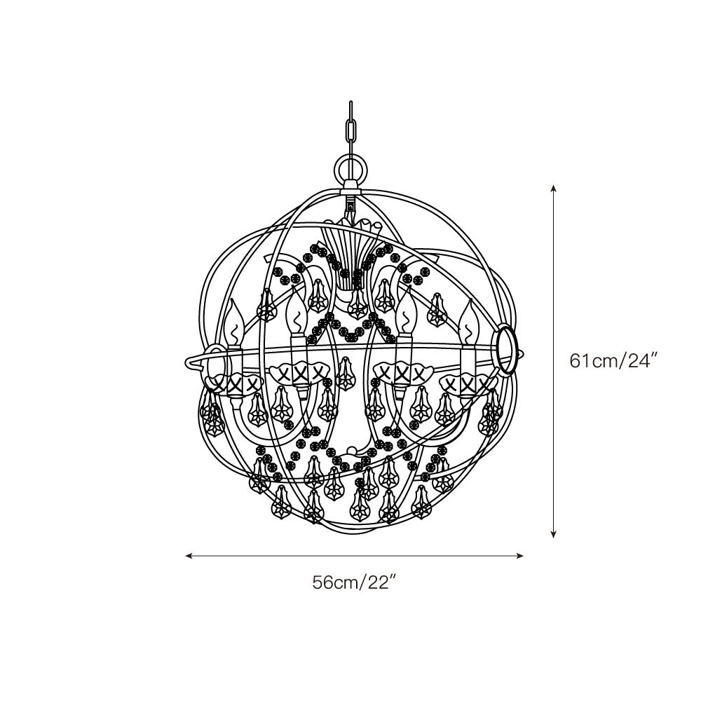 Foucault Single Orb Pendant Lamp - Modern Minimalist Wrought Iron Sphere Chandelier