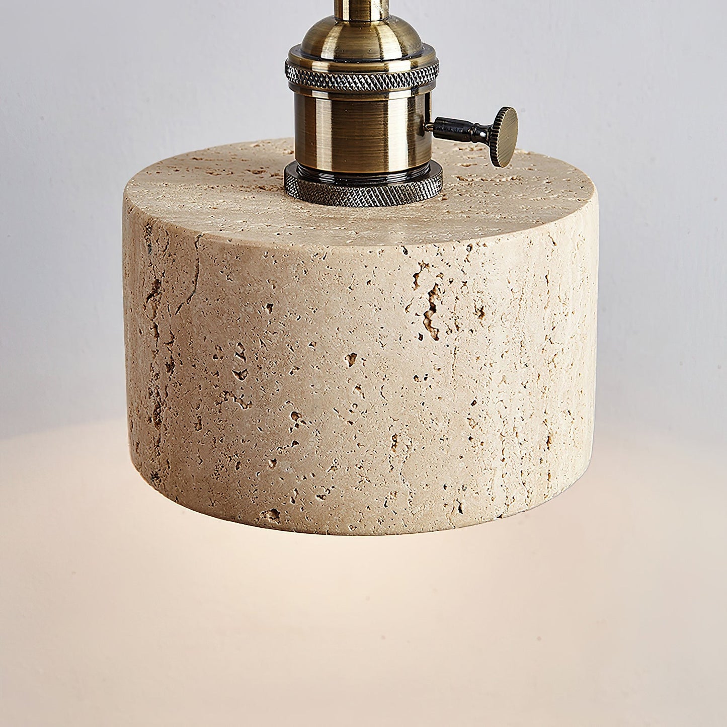 Franciska Pendant Lamp - Travertine Stone & Solid Walnut Wood Minimalist Light