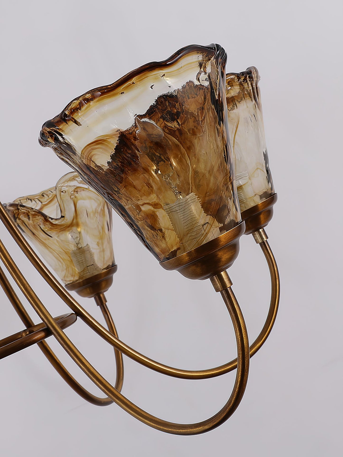 Franklin Amber Chandelier - Handcrafted Free-Form Glass & Dark Brass Luxury Light