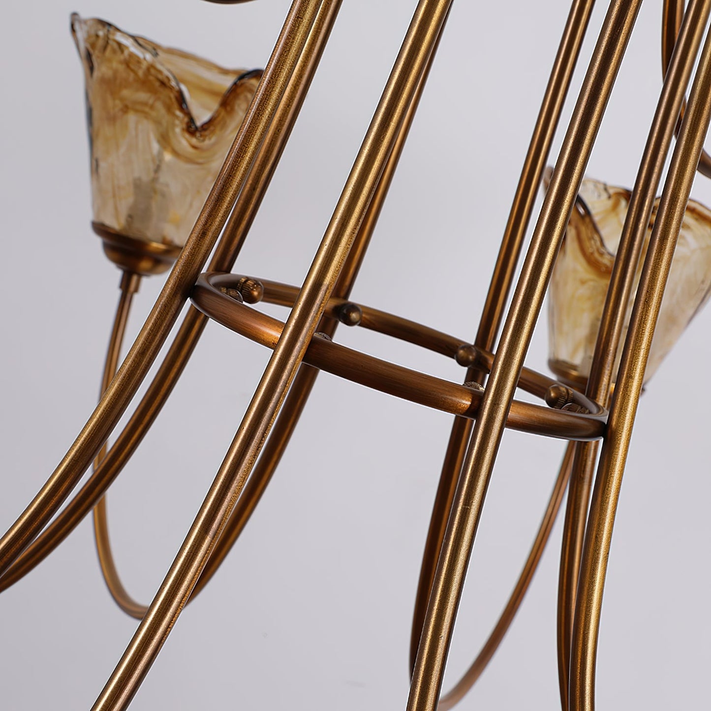 Franklin Amber Chandelier - Handcrafted Free-Form Glass & Dark Brass Luxury Light