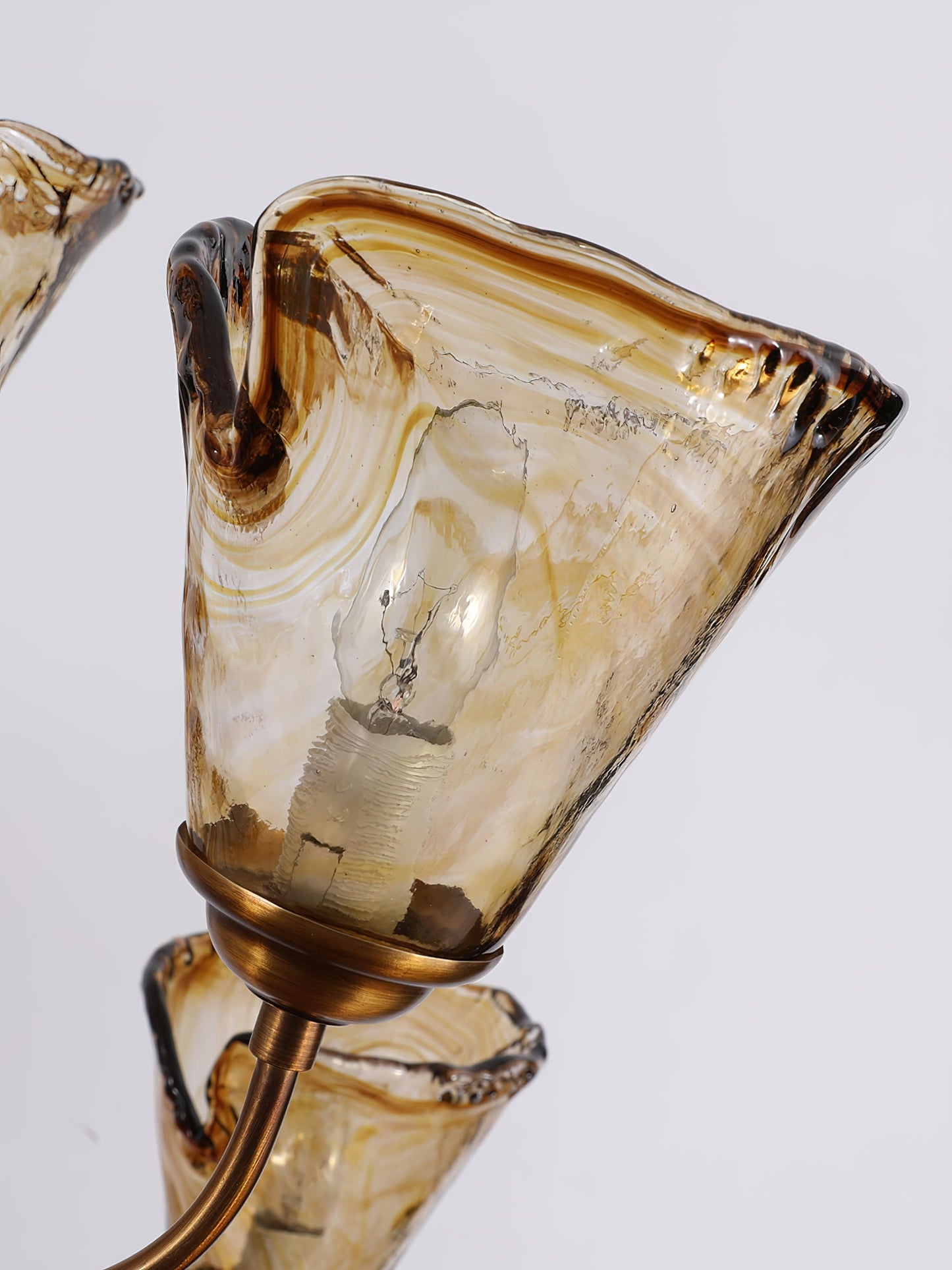 Franklin Amber Chandelier - Handcrafted Free-Form Glass & Dark Brass Luxury Light