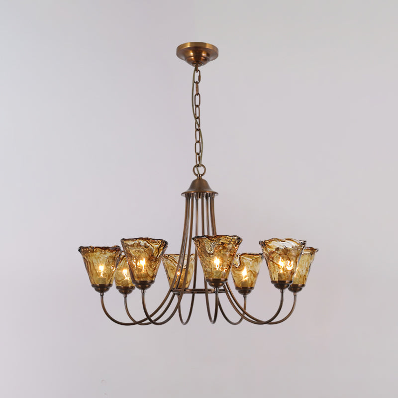 Franklin Amber Chandelier - Handcrafted Free-Form Glass & Dark Brass Luxury Light